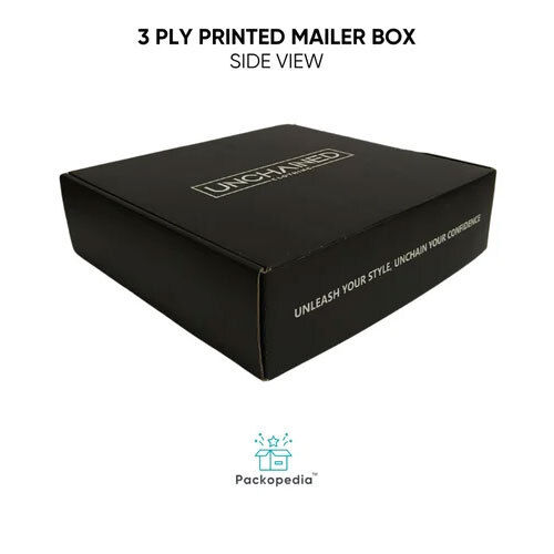 3 Ply Printed Corrugated Branded Mailer Box - Black Color With Lamination - Color: Multicolour