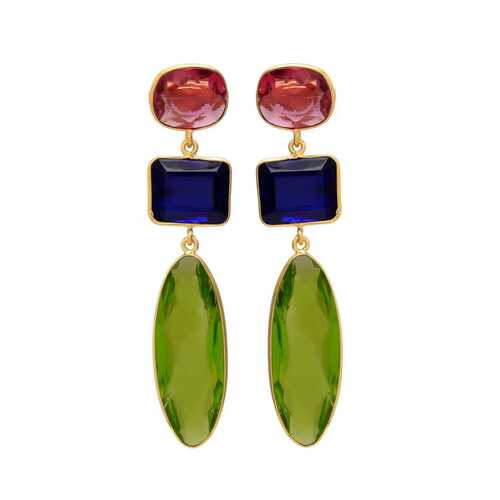 Peridot and sapphire hydra gemstone earrings