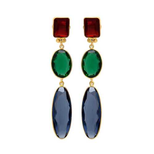 Emerald and sapphire hydra gemstone earrings