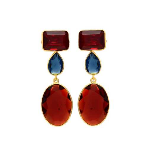 Garnet Hydra And Sapphire Gemstone Earrings