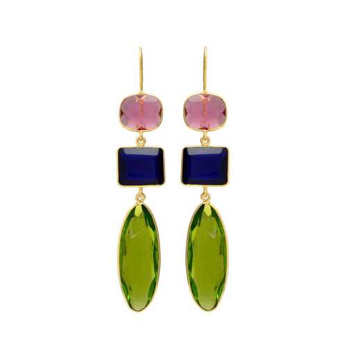 Peridot and sapphire hydra gemstone Hook earrings