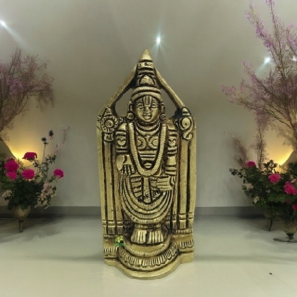 Aakrati Tirupati Balaji Antique statue in Brass Venkateshwar Statue For Pooja, (Yellow)