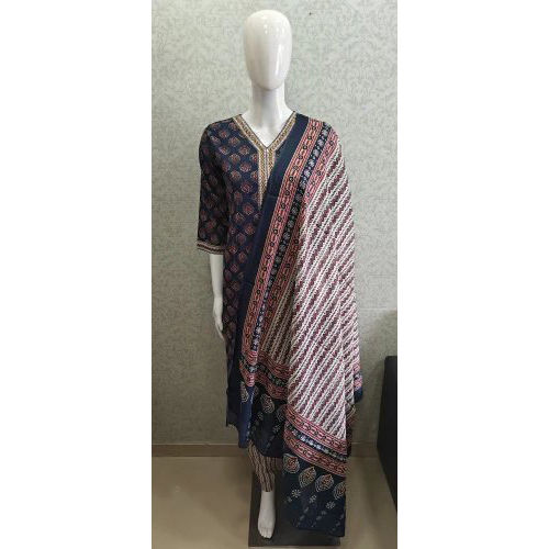 Indian Cotton Kurti With Pant And Dupatta Set