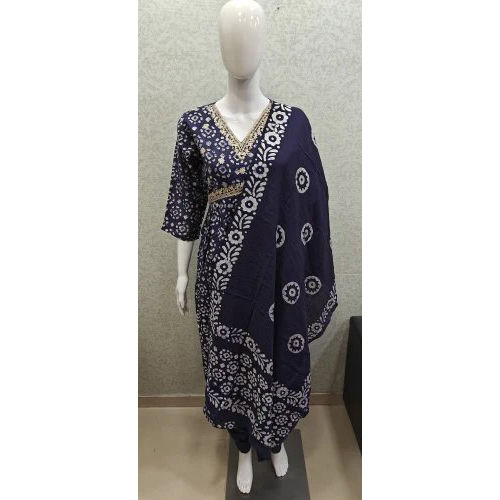 Indian Aliya Cut Kurti With Pant N Duppata Set