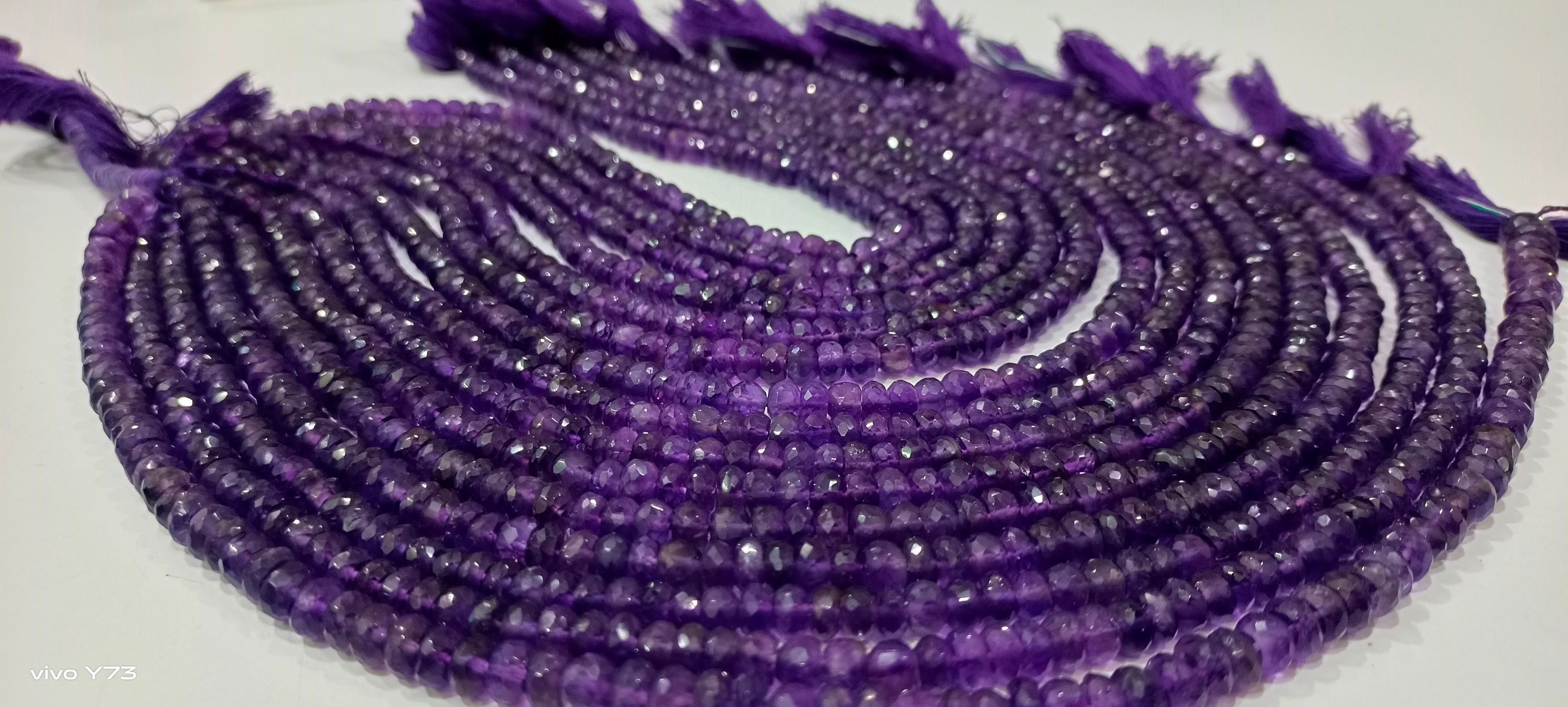 Natural Amethyst Gemstones Rondelle Faceted 6-7mm Strand 13 inches long