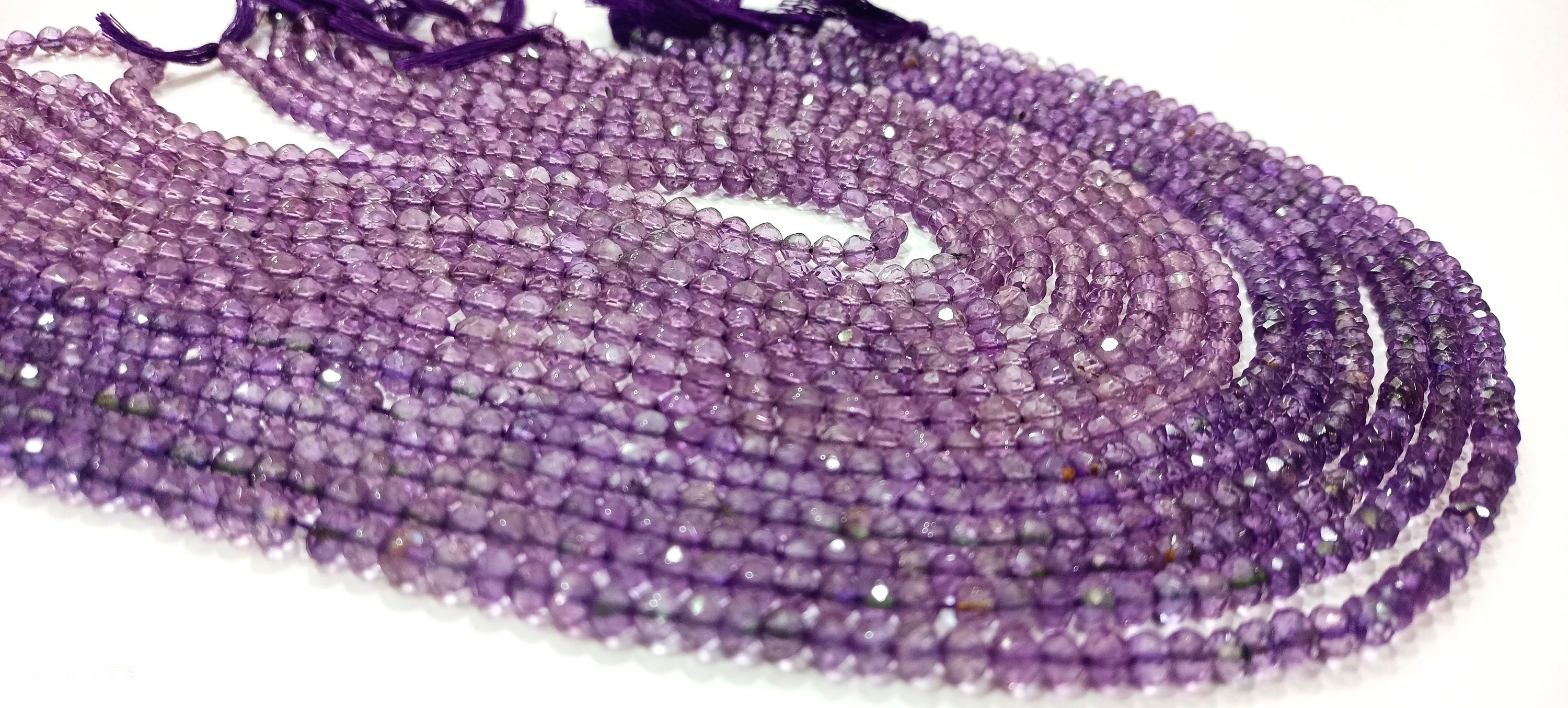 Natural Pink Amethyst Round Faceted 4mm Beads Strand 8 inches Long