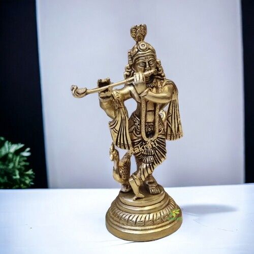 Krishna Statue with Yellow Finishing|Murlidhar God statue made in brass metal by Aakrati |Religious statue| |Hindu idols| |Krishna Statue| By Aakrati
