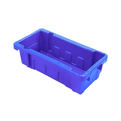 Plastic Milk Crates - HDPE Material, 25 Ltr Capacity, Blue Color - Solid Box Style, 2-Way Handlift Design for Secure Transport