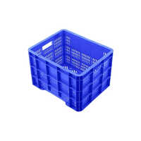Fruits Plastic Crates - Durable Plastic, 500x325x225 Mm, Vibrant Blue, 2-way Handlift, Mesh Style, Stackable For Versatile Use