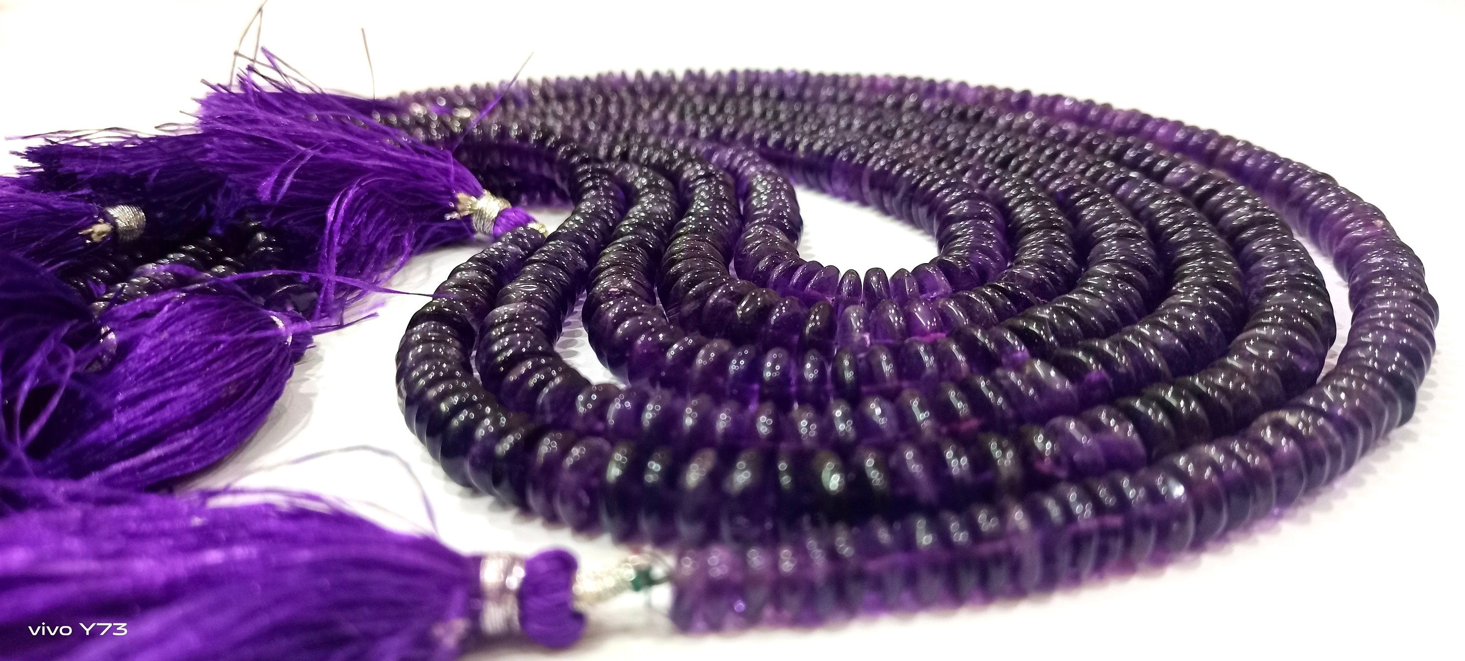 Natural Amethyst German Cut Plain 6 to 9mm Graduated Beads Strand 16'' Long