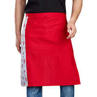 Red Plain Kitchen Waist Apron - High-Quality Cotton, Customized Size Options , Unisex Design for All Ages