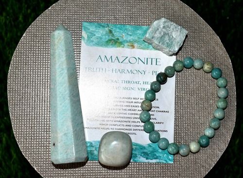 Amazonite Crystal Gift Set For Emotional Support and Protection, Real Polished Gemstones.