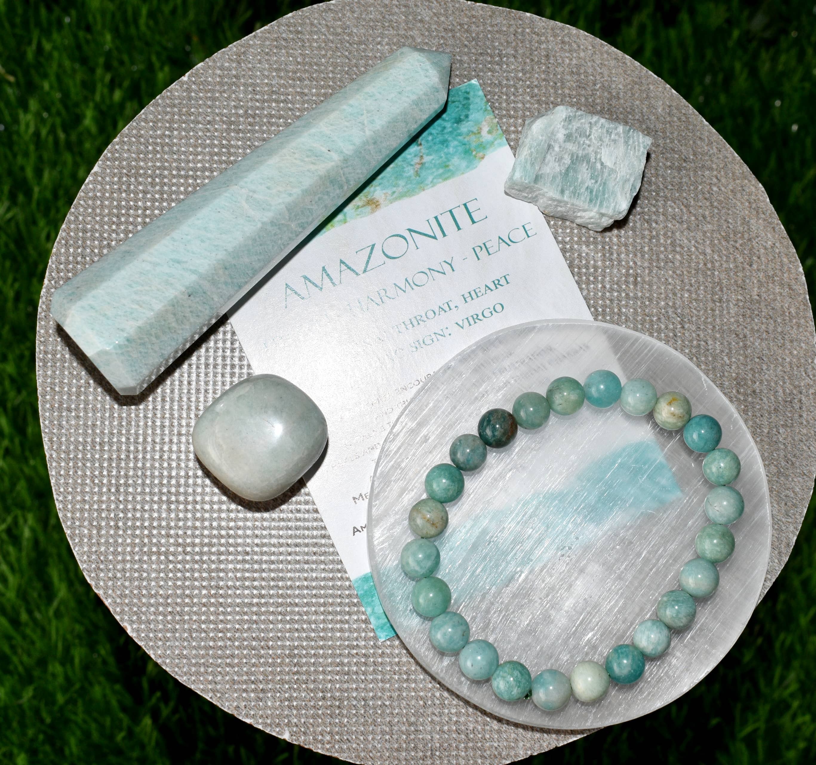 Amazonite Crystal Gift Set For Emotional Support and Protection, Real Polished Gemstones.