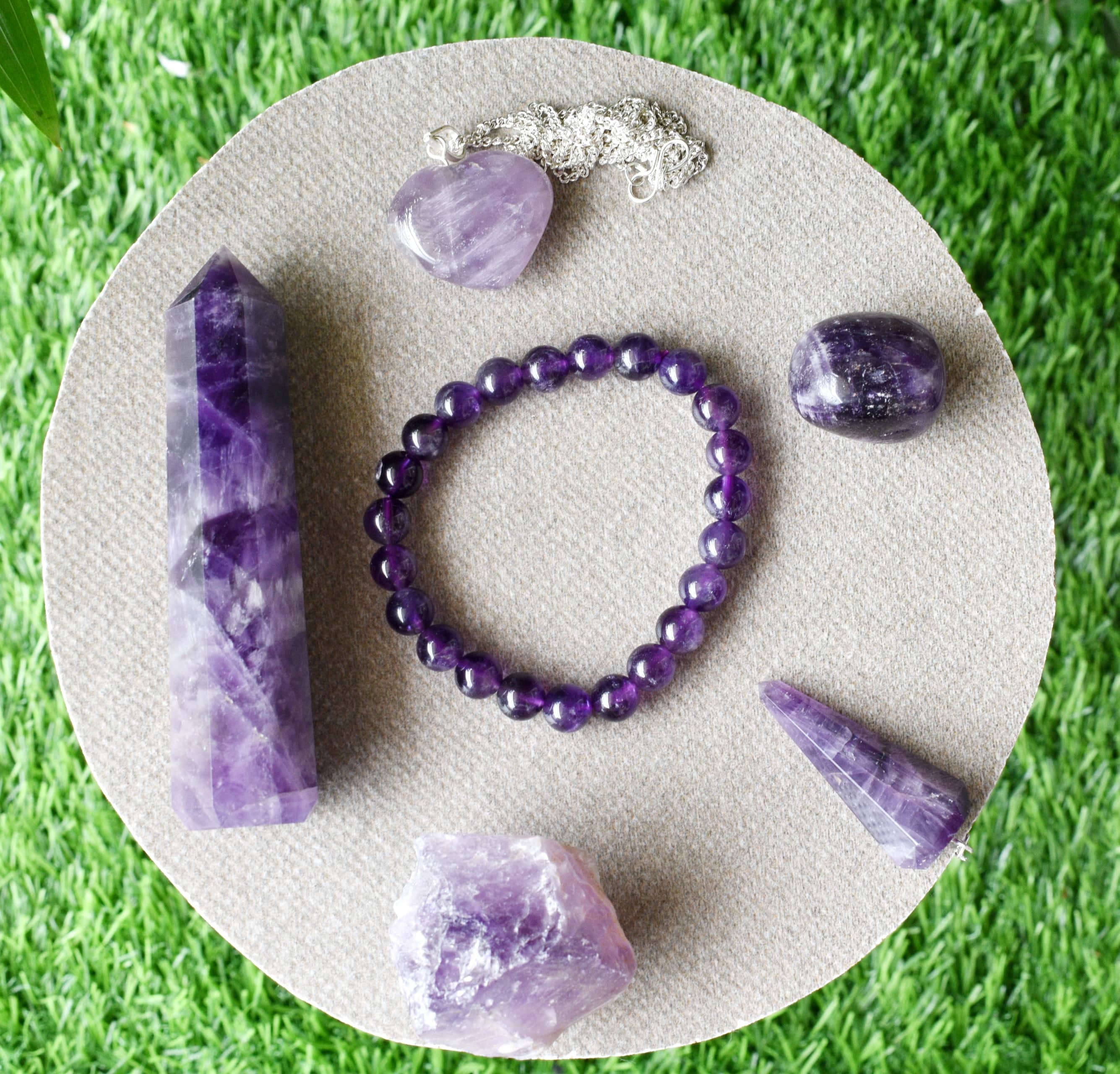 Amethyst Crystal Gift Set For Emotional Support and Protection, Real Polished Gemstones.