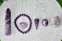 Amethyst Crystal Gift Set For Emotional Support and Protection, Real Polished Gemstones.