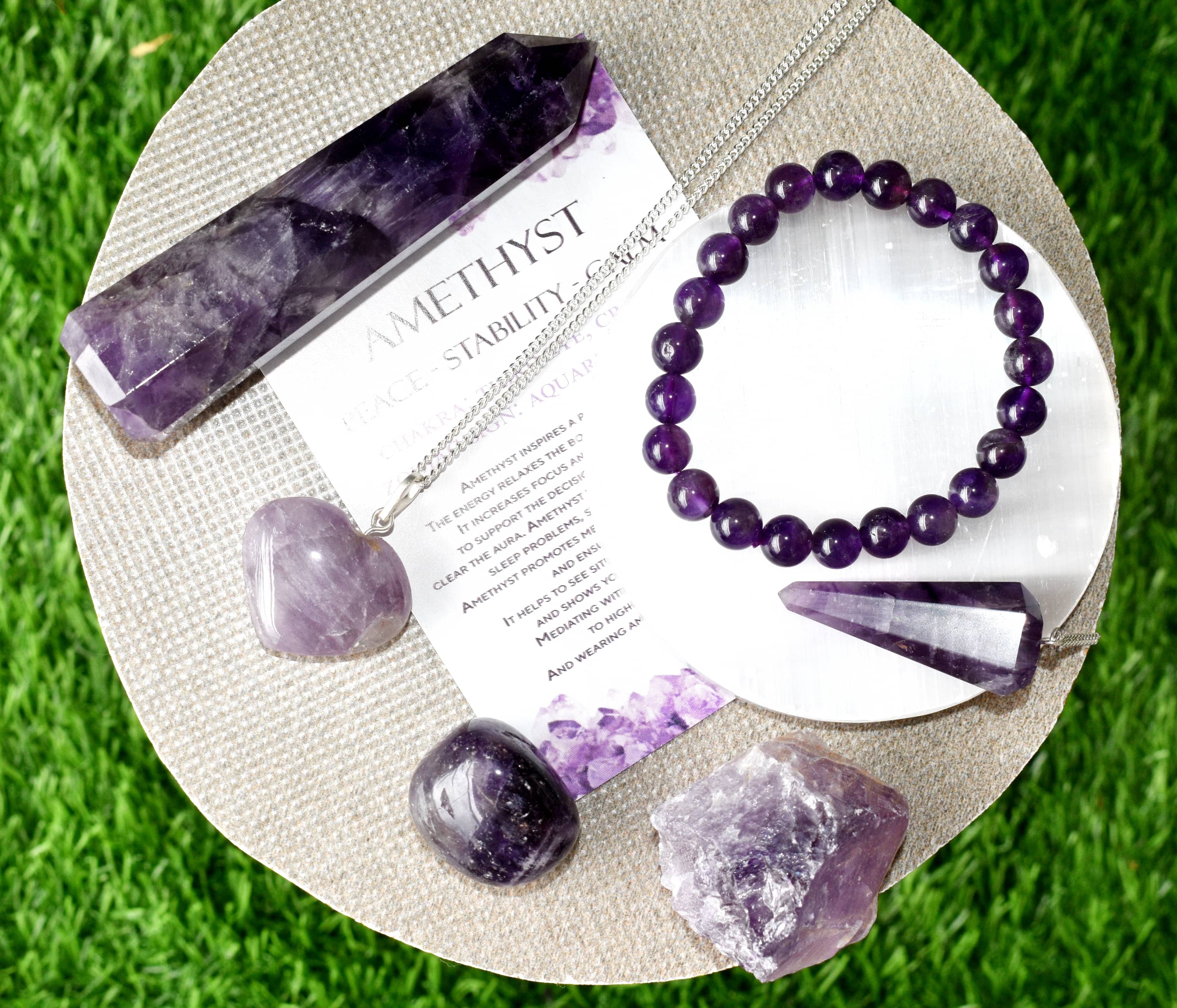 Amethyst Crystal Gift Set For Emotional Support and Protection, Real Polished Gemstones.