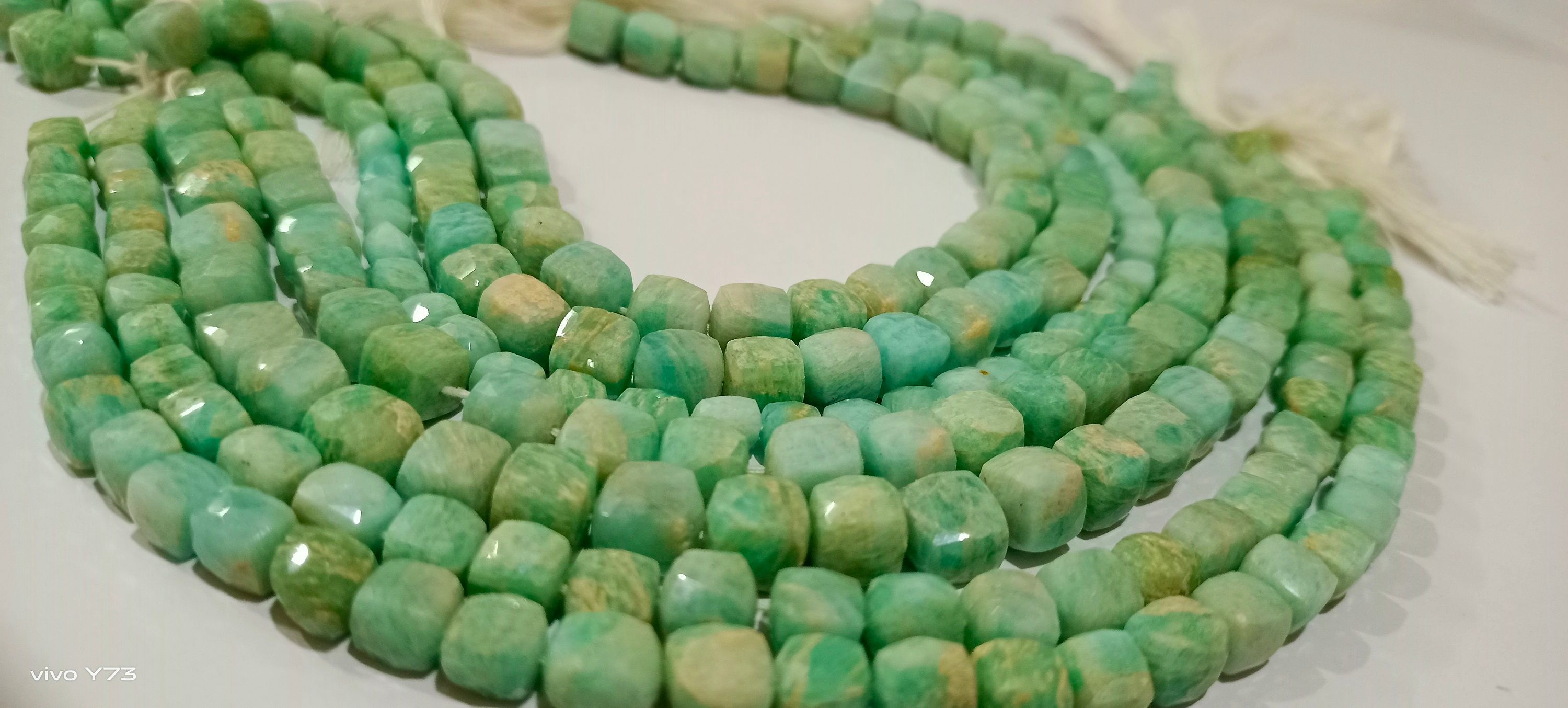 Natural Amazonite Faceted Box Shape 6 to 8mm Beads Strand 14''Long