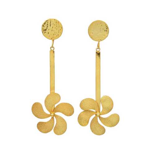 Gold Plated Drop Fan Earring