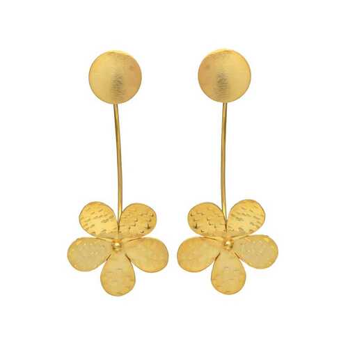 gold plated drop flower long earring