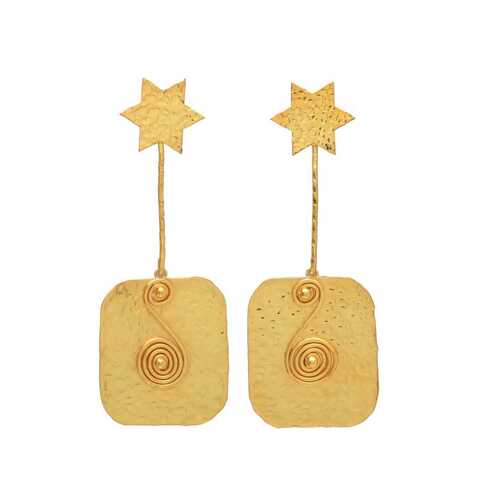 gold plated star and disc earring set