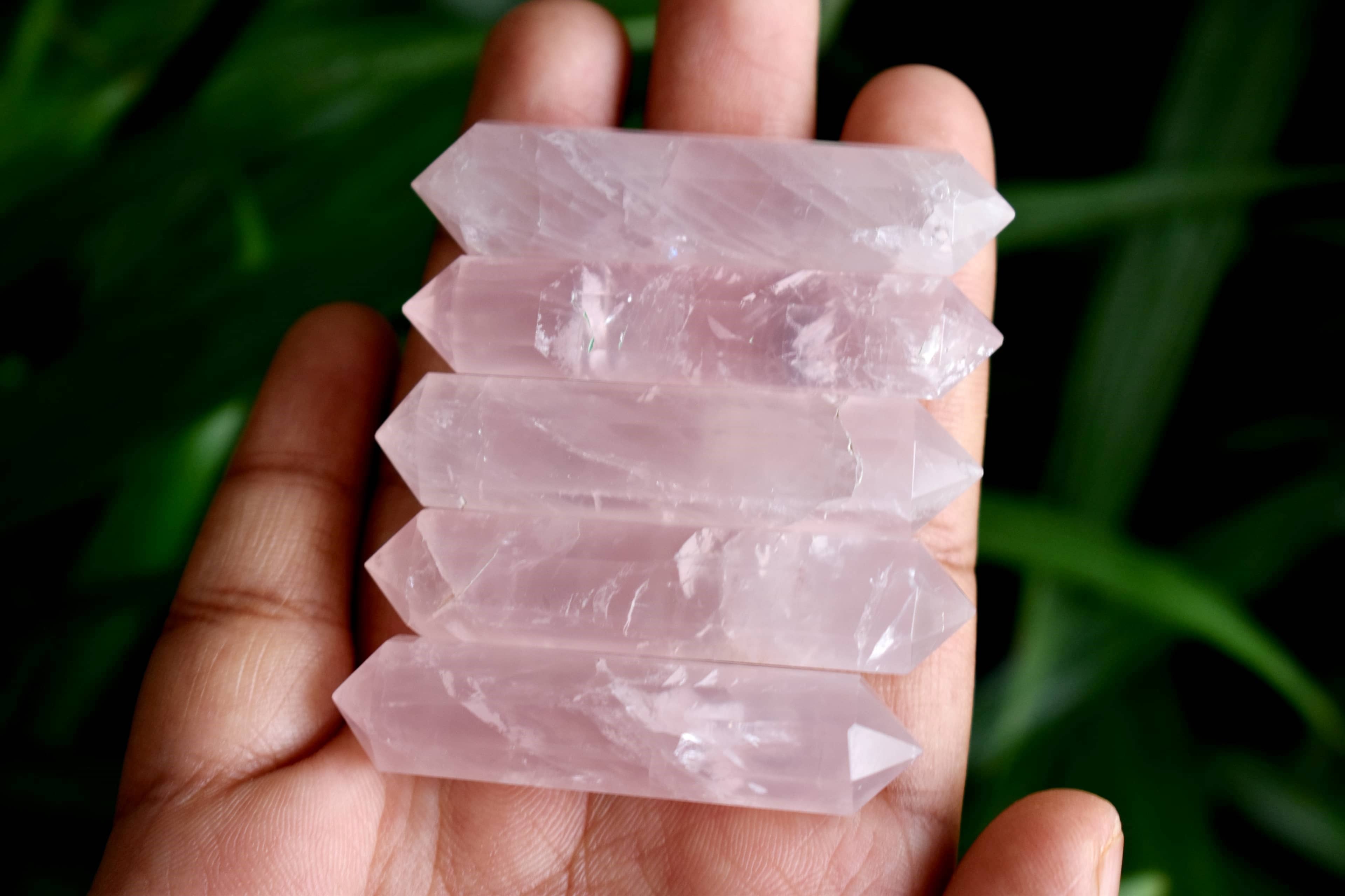 Rose Quartz Points, Double Terminated Pointed Crystal Pencils