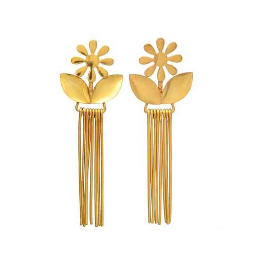 Royal golden flower dangle earring