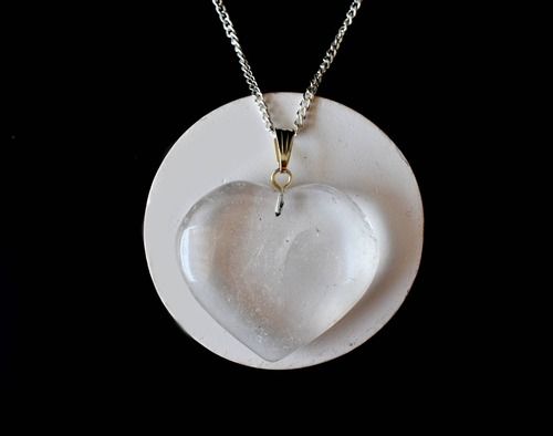 Crystal Quartz Pendant Crystal Heart Pendant, Genuine Heart Shaped Necklaces