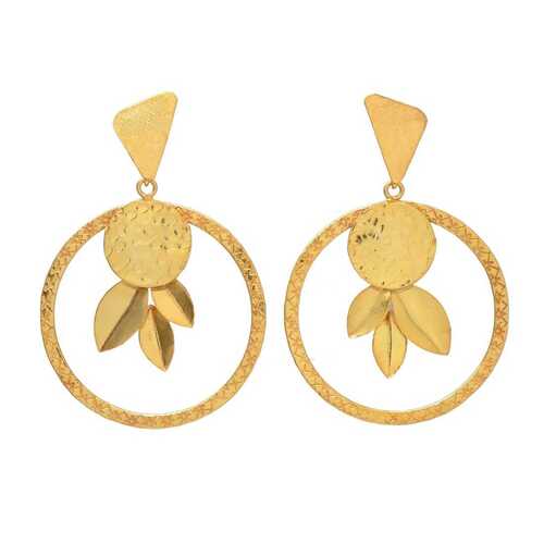 gold plated round flower earring set