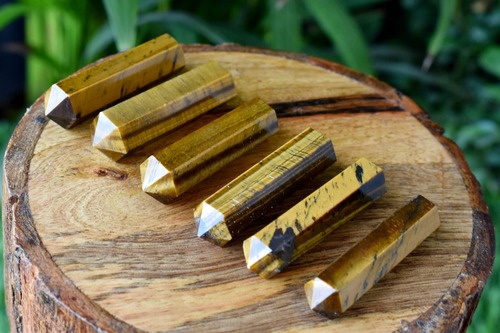 Tiger Eye Points, Double Terminated Pointed Crystal Pencils