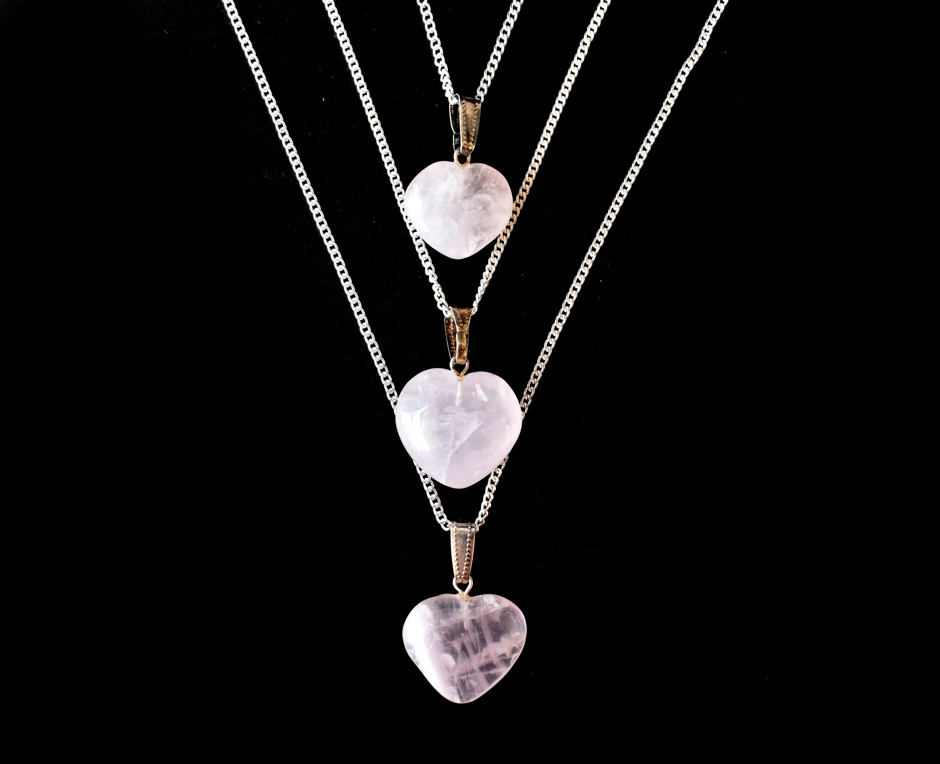 Rose Quartz Pendant Crystal Heart Pendant Heart Shaped Necklaces