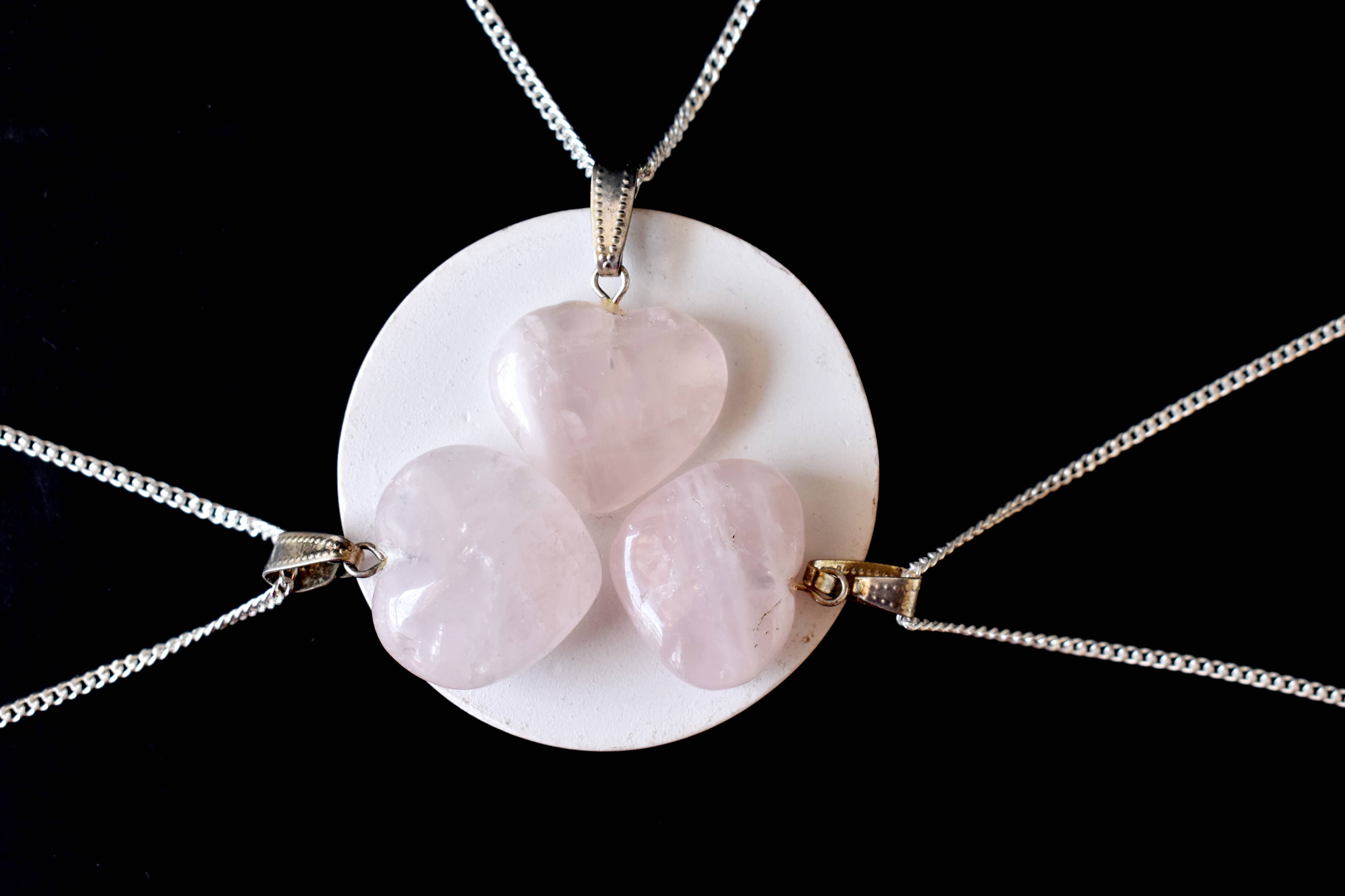 Rose Quartz Pendant Crystal Heart Pendant Heart Shaped Necklaces