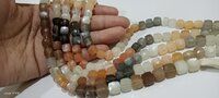 Natural Multicolor Moonstone Faceted box Shape 7 to 8mm Beads Strand 14''Long