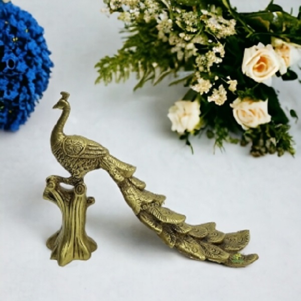 Pair of Brass Peacock Sitting Statue |Decorative Statue| |Peacock Figurine| |Home decor|