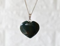 Bloodstone  Heart Pendant Crystal Heart Pendant Heart Shaped Necklaces