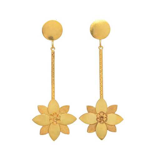 gold plated dangle flower earring set