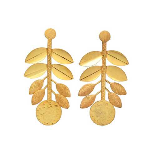 gold plated dangle flower and leaf earring set