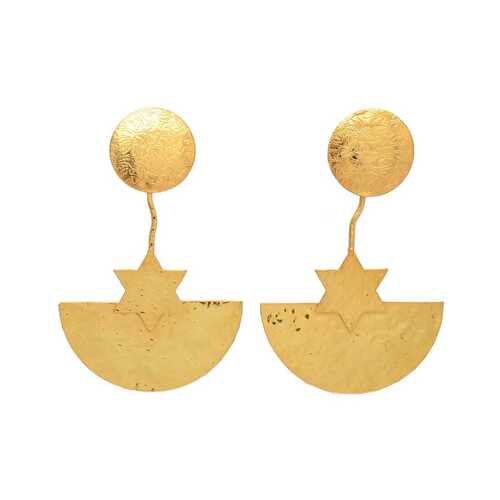 gold plated half moon and star earring set