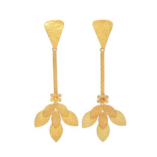 gold plated 3 leaf designer earring set