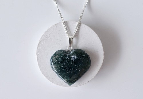 Moss Agate Heart Pendant Crystal Heart Pendant Heart Shaped Necklaces