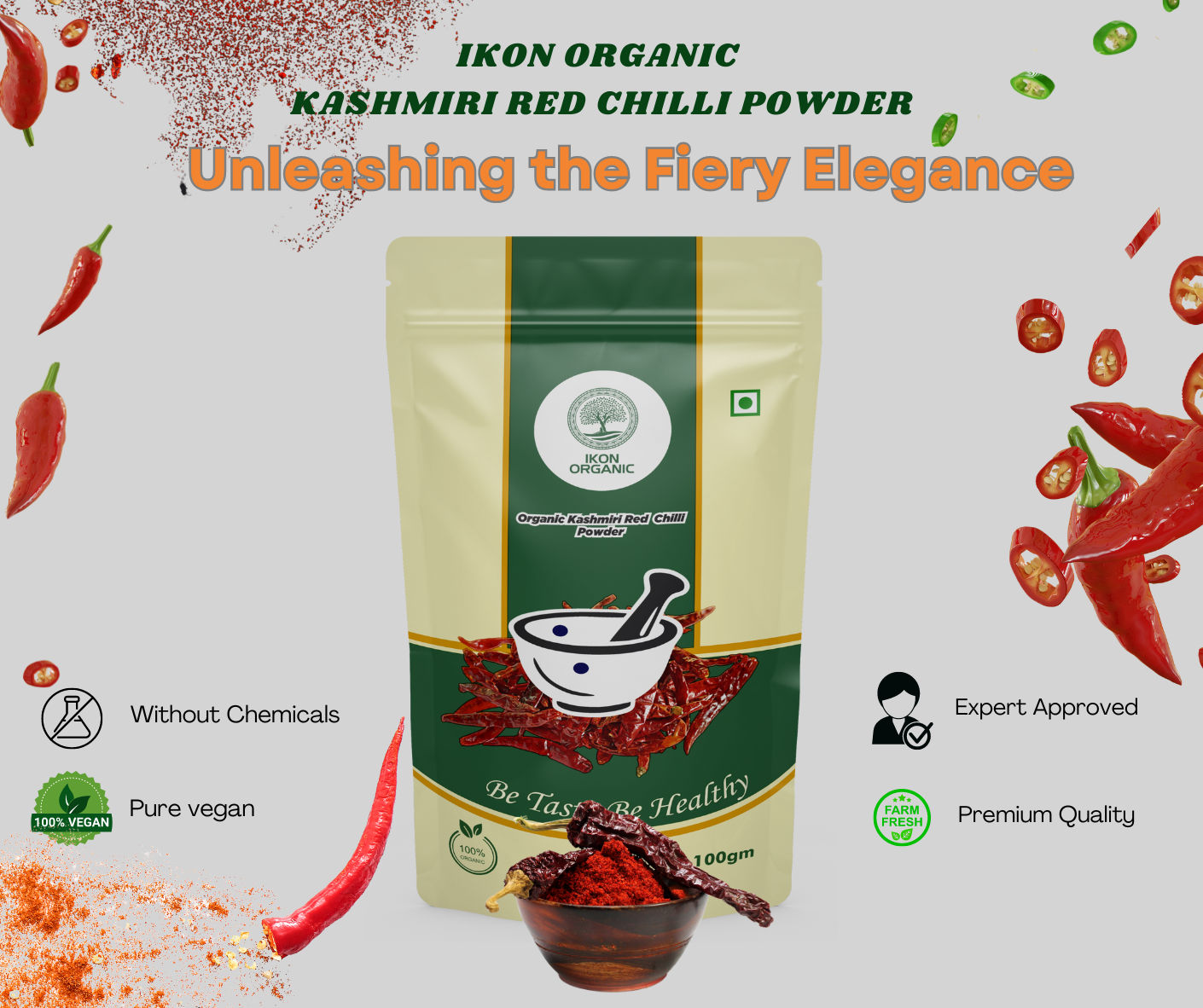 IKON Organic Kashmiri Red Chilli Powder -100gm