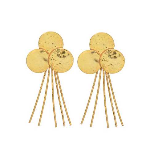 golden round top dangle earring set