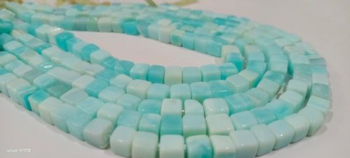 Natural Blue Opal Plain Cube Shape 7-8mm Beads Strand 14''Long