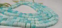 Natural Blue Opal Plain Cube Shape 7-8mm Beads Strand 14''Long