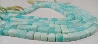 Natural Blue Opal Plain Cube Shape 7-8mm Beads Strand 14''Long