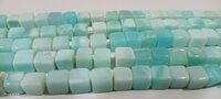 Natural Blue Opal Plain Cube Shape 7-8mm Beads Strand 14''Long