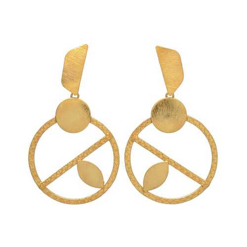 golden round earring set for woman