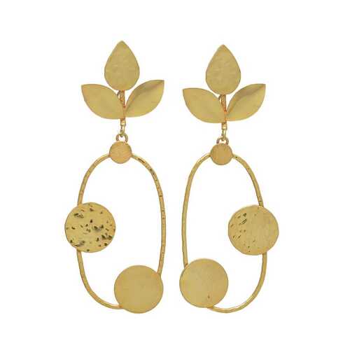 golden leaf dangle earring set for woman