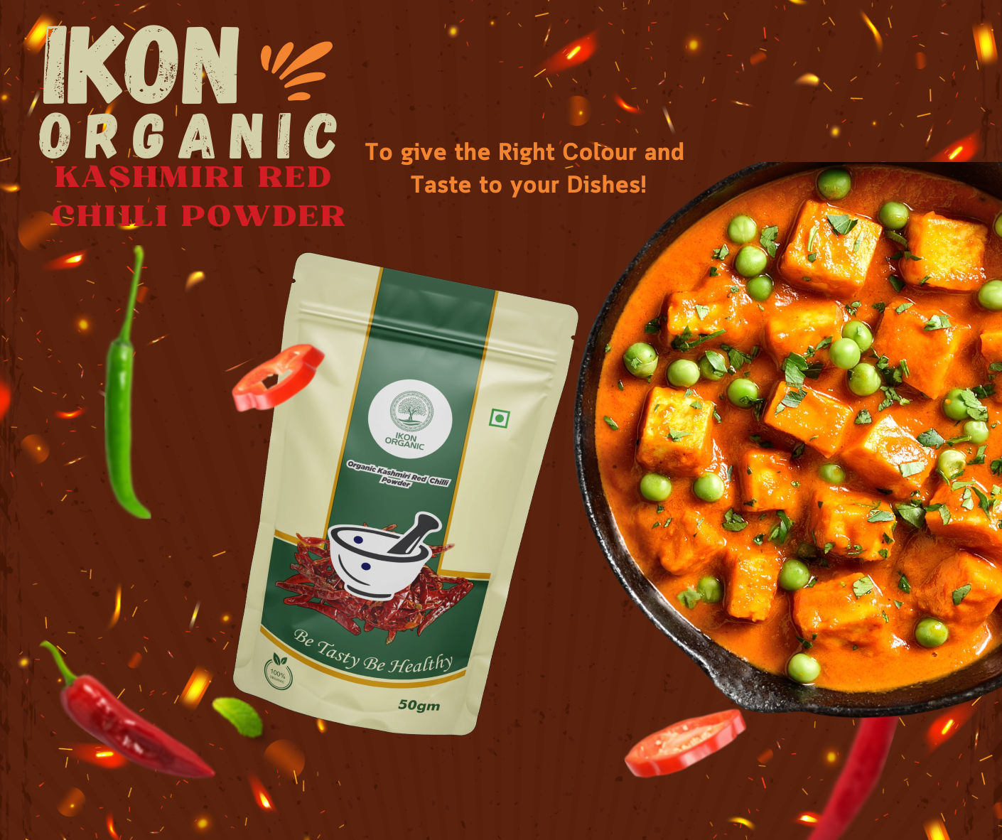 IKON Organic Kashmiri Red Chilli Powder -50gm