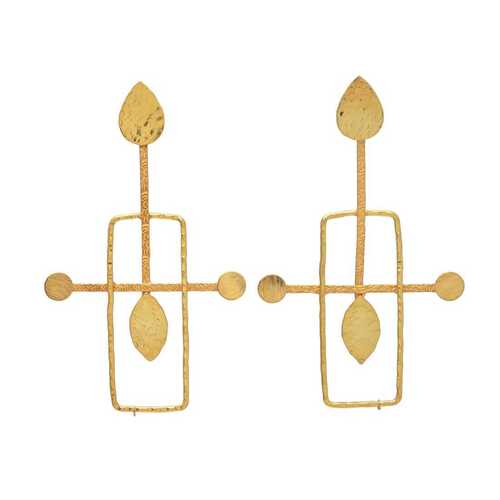 Golden handmade drop rectangular earring Set