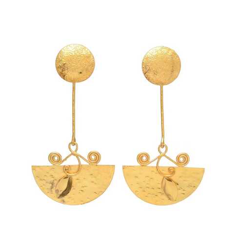 Golden handmade half moon dangle earring Set